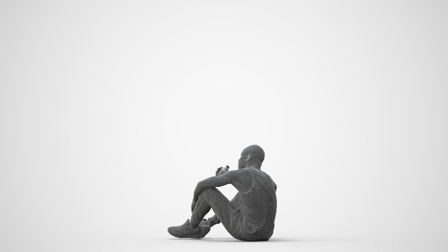 realistic 3D people man casual sitting, render-ready for V-Ray and Corona, FBX OBJ, square thumbnail