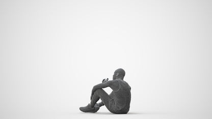 realistic 3D people man casual sitting, render-ready for V-Ray and Corona, FBX OBJ, square thumbnail