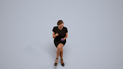 realistic 3D people woman business sitting, render-ready for V-Ray and Corona, FBX OBJ, back view render