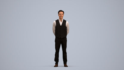 3D people model man hospitality, scanned human for 3ds Max rendering, standing pose render