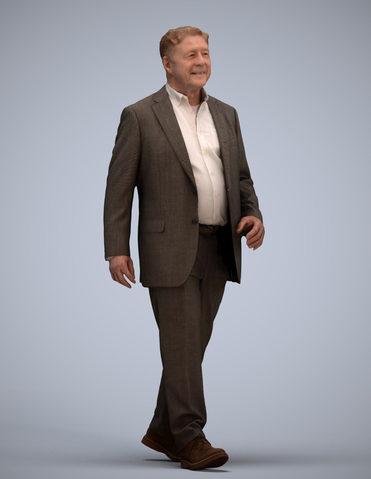 realistic 3D senior man business standing, scanned archviz people for Blender and 3ds Max