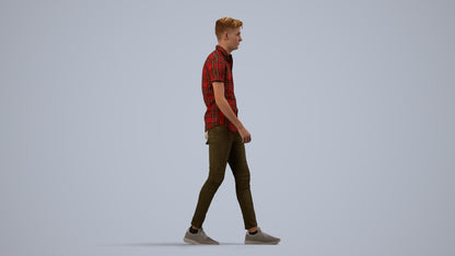 realistic 3D man casual walking, scanned archviz people for Blender and 3ds Max, side view render