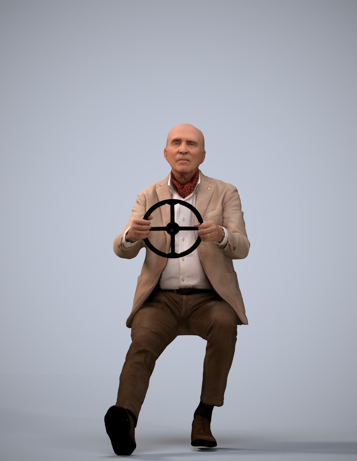 3D human model senior man business mix, photogrammetry scanned person for archviz