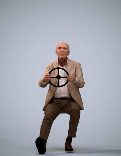 3D human model senior man business mix, photogrammetry scanned person for archviz