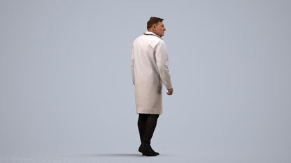 3D human model man medical, photogrammetry scanned person for archviz, side view render