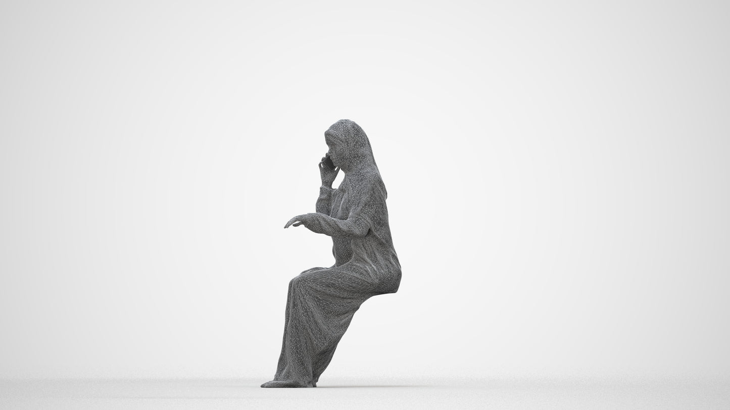 3D people model woman business, scanned human for 3ds Max rendering, wireframe back view