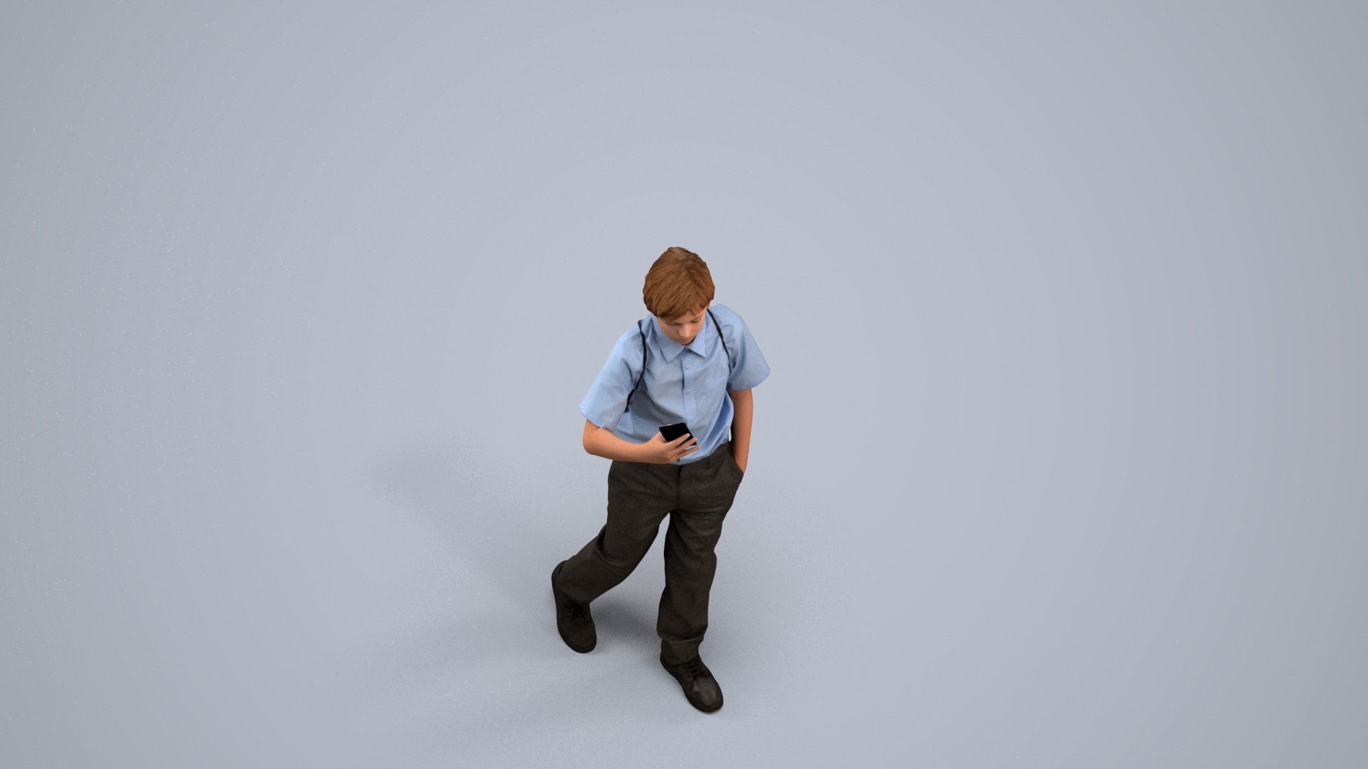 scanned 3D boy casual kids, photogrammetry people for Enscape and V-Ray, back view render