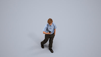 scanned 3D boy casual kids, photogrammetry people for Enscape and V-Ray, back view render