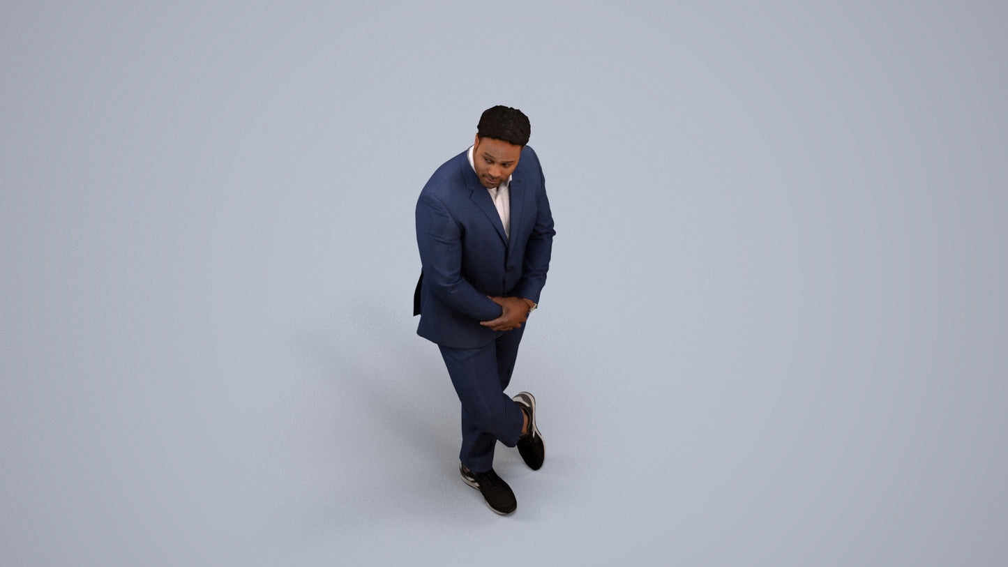 realistic 3D man business, scanned archviz people for Blender and 3ds Max, back view render