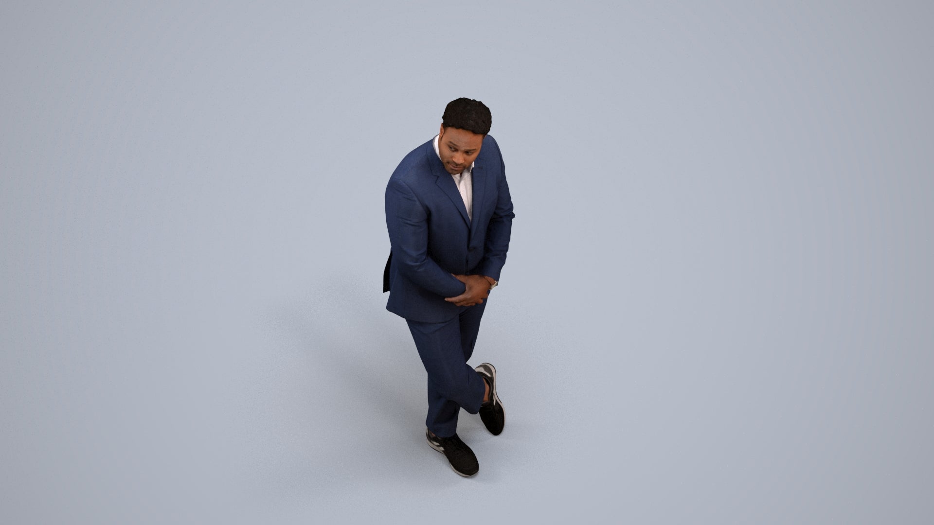 realistic 3D man business, scanned archviz people for Blender and 3ds Max, back view render
