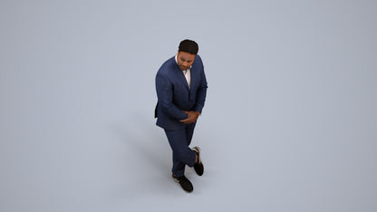 realistic 3D man business, scanned archviz people for Blender and 3ds Max, back view render