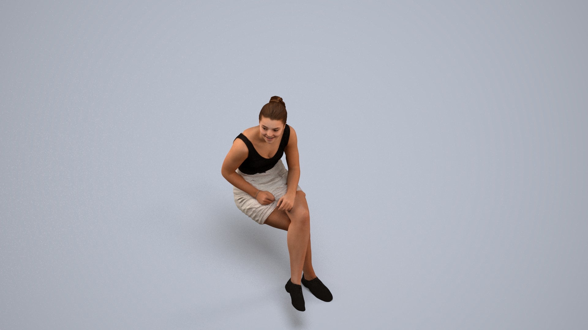 realistic 3D human girl casual kids, archviz people FBX OBJ for Blender, back view render