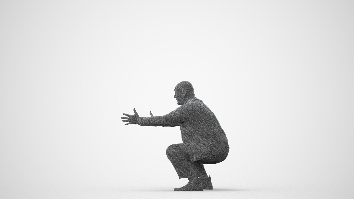 3D scanned senior man standing casual, photorealistic archviz people for Enscape and SketchUp, square thumbnail