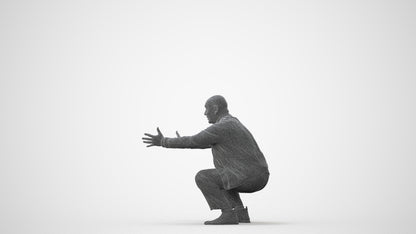 3D scanned senior man standing casual, photorealistic archviz people for Enscape and SketchUp, square thumbnail