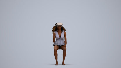 photogrammetry 3D woman casual sitting, realistic human model archviz FBX, standing pose render