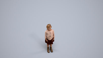 scanned 3D girl casual kids, photogrammetry people for Enscape and V-Ray, back view render