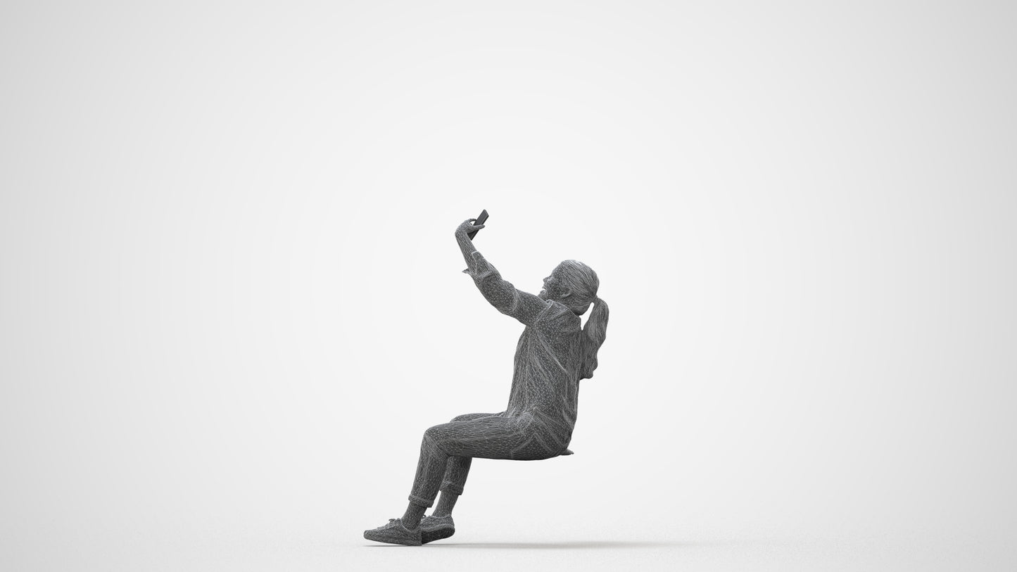3D people model woman casual sitting, scanned human for 3ds Max rendering, square thumbnail