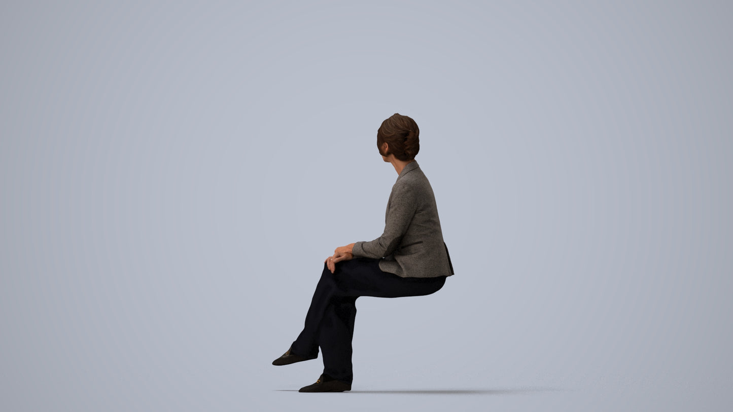 photogrammetry 3D woman business, realistic human model archviz FBX, three-quarter view render