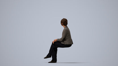photogrammetry 3D woman business, realistic human model archviz FBX, three-quarter view render