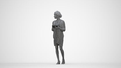 realistic 3D people woman business standing, render-ready for V-Ray and Corona, FBX OBJ, wireframe back view