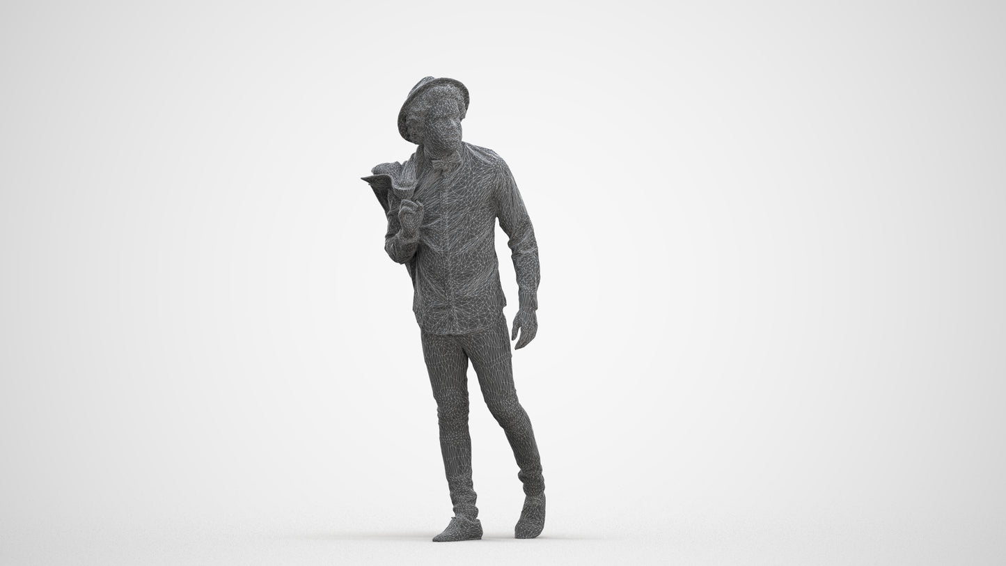 realistic 3D people man casual standing, render-ready for V-Ray and Corona, FBX OBJ, three-quarter front view render