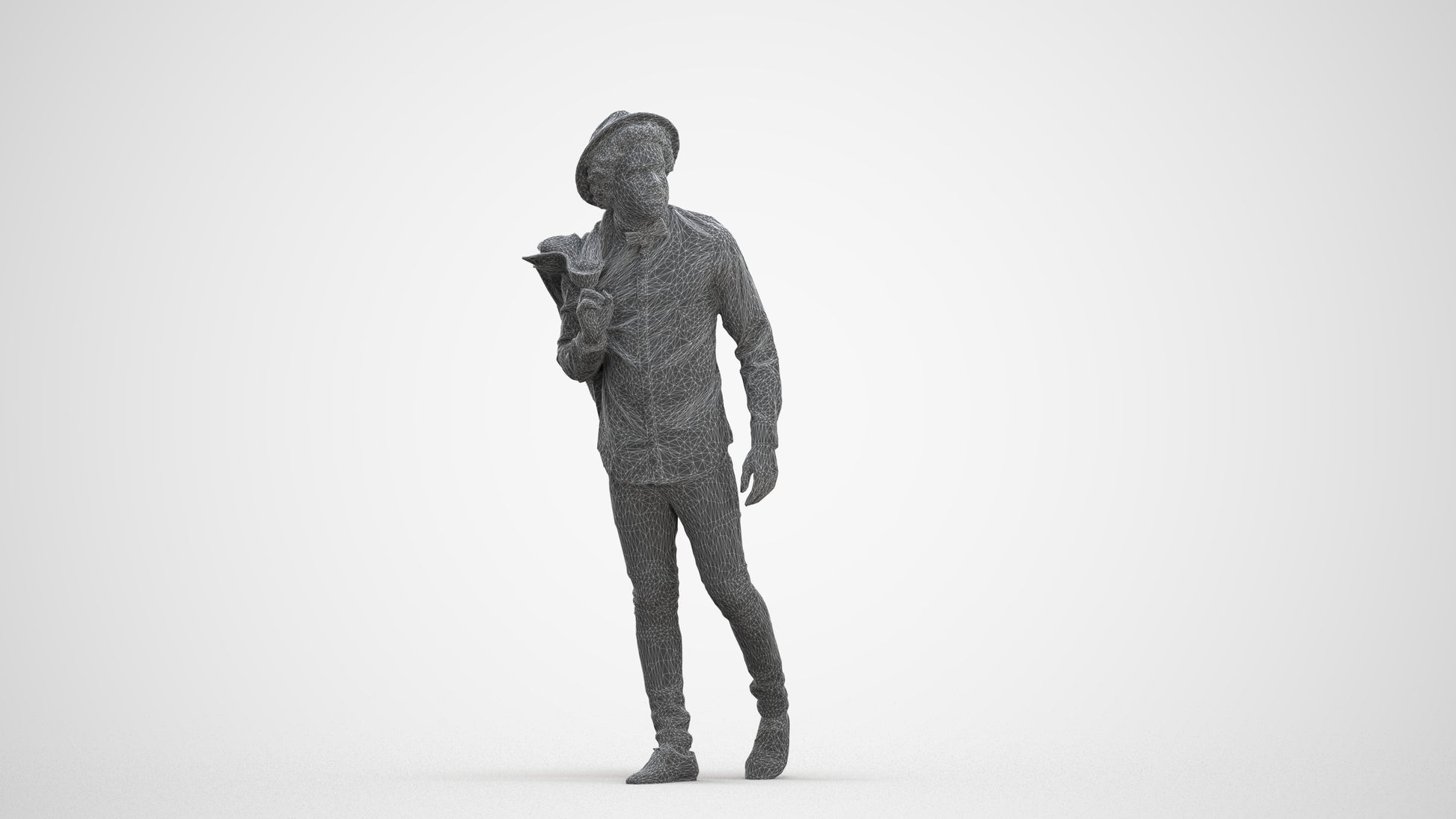 realistic 3D people man casual standing, render-ready for V-Ray and Corona, FBX OBJ, three-quarter front view render