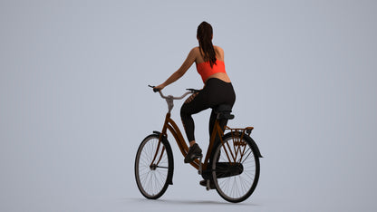 realistic 3D people woman sport cycling, render-ready for V-Ray and Corona, FBX OBJ, front view render