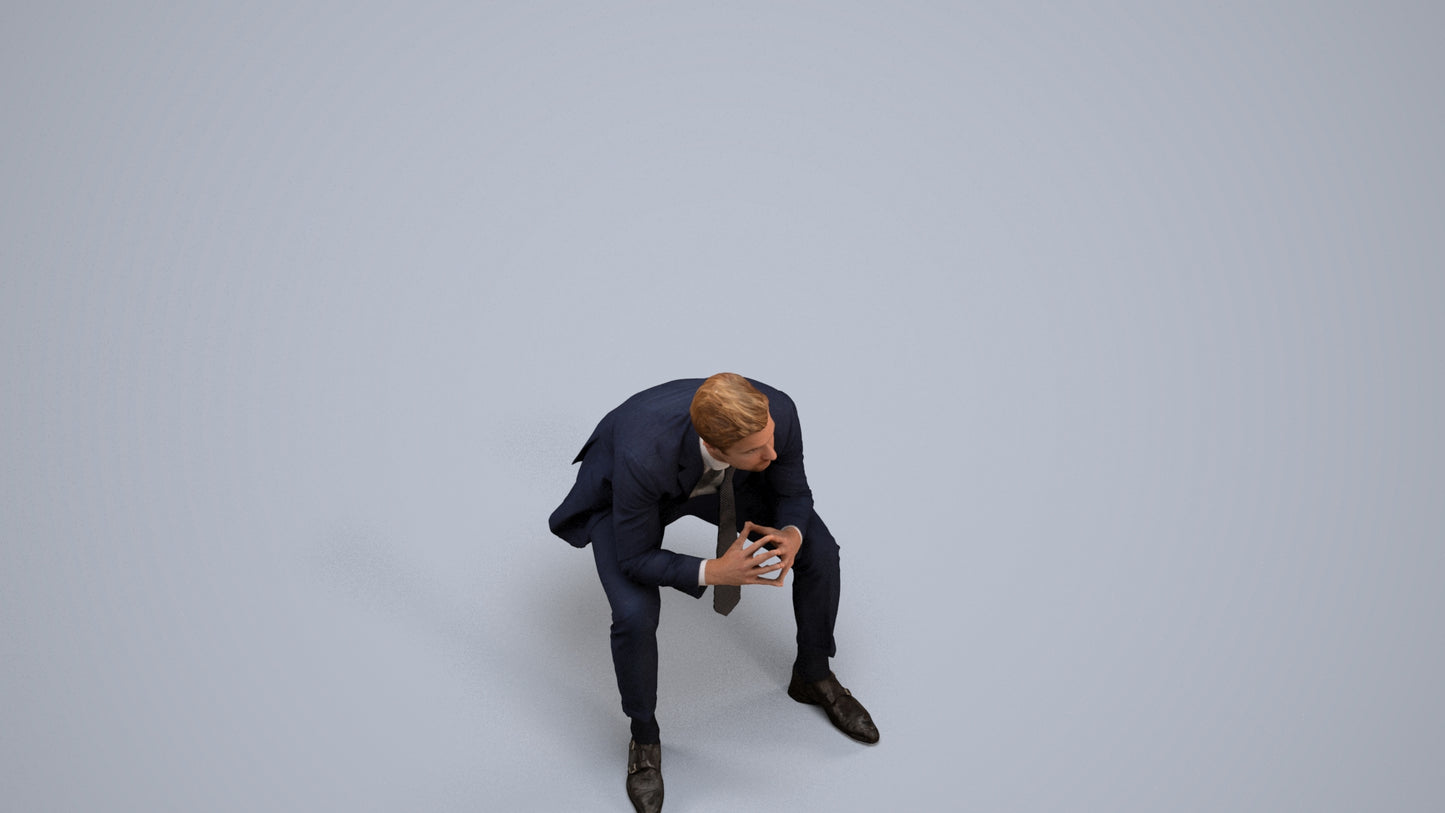 realistic 3D people man business, render-ready for V-Ray and Corona, FBX OBJ, back view render