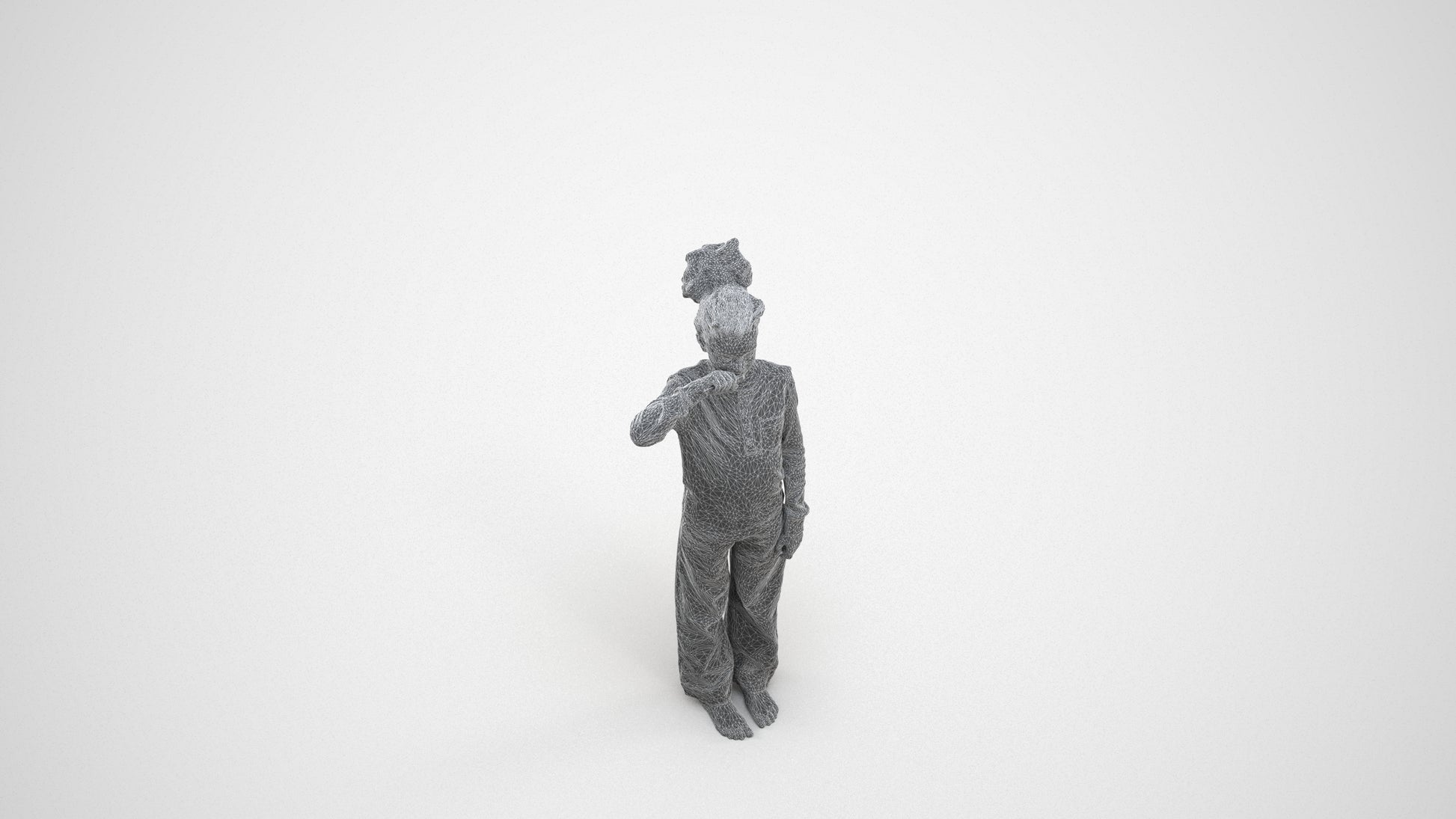 realistic 3D girl kids, scanned archviz people for Blender and 3ds Max, wireframe three-quarter view