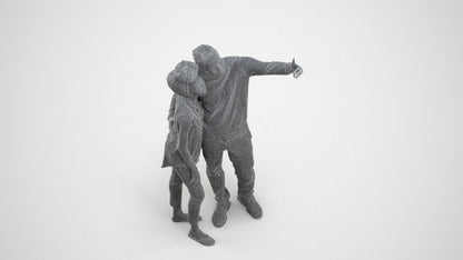 scanned 3D woman casual standing, photogrammetry people for Enscape and V-Ray, wireframe three-quarter view
