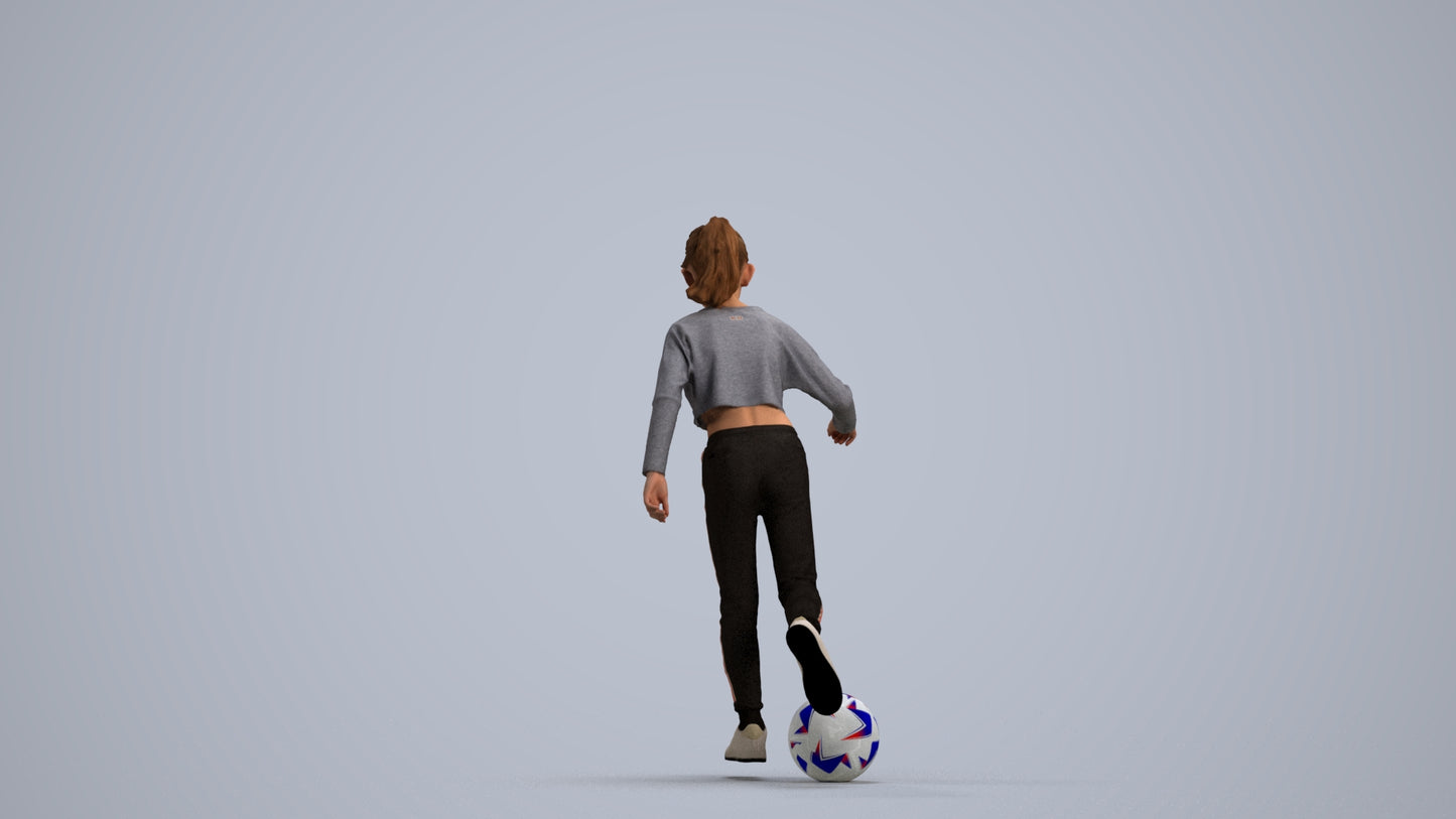 3D scanned girl kids sport, photorealistic archviz people for Enscape and SketchUp, front view render