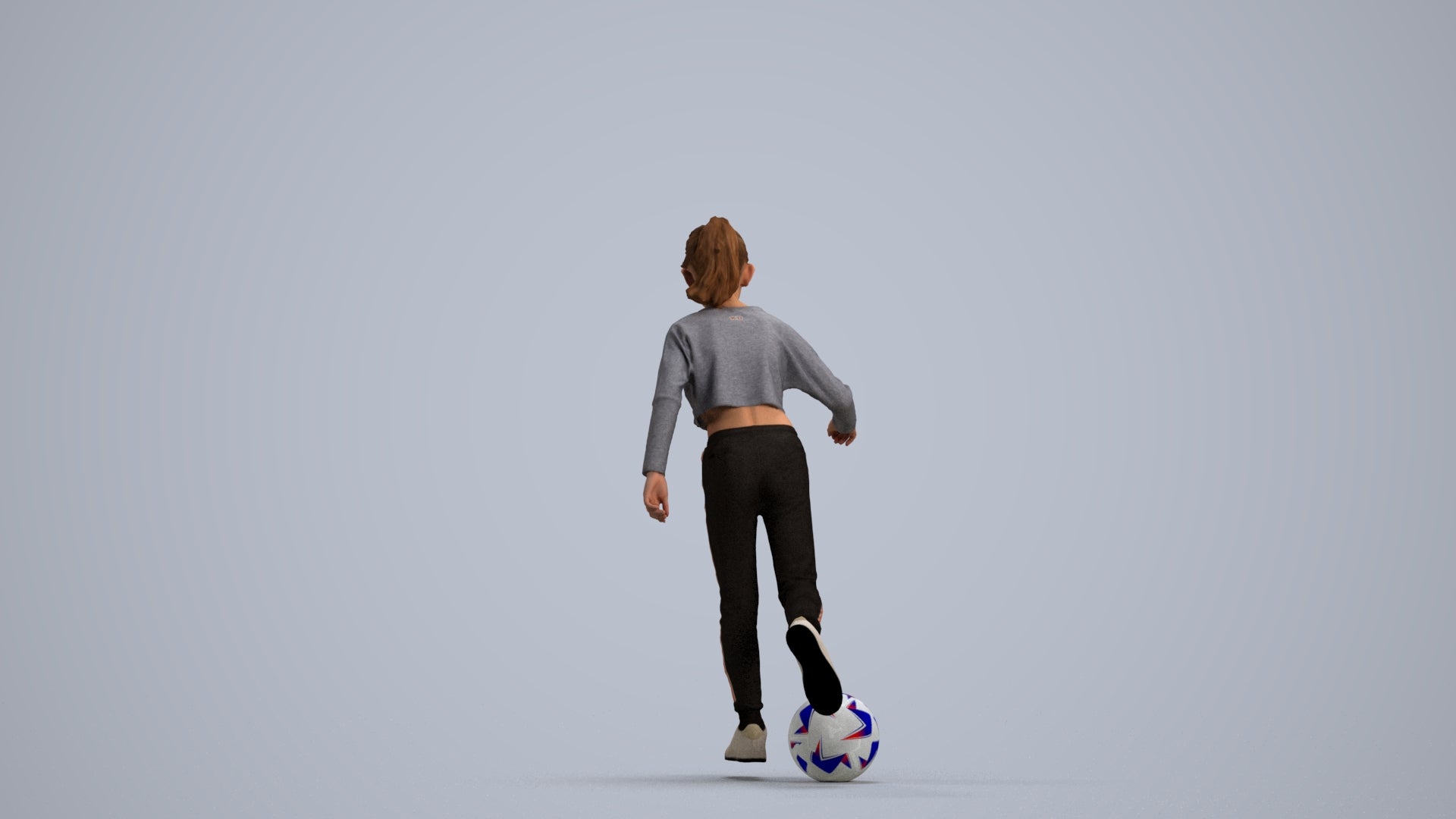 3D scanned girl kids sport, photorealistic archviz people for Enscape and SketchUp, front view render