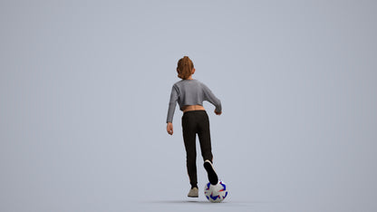 3D scanned girl kids sport, photorealistic archviz people for Enscape and SketchUp, front view render
