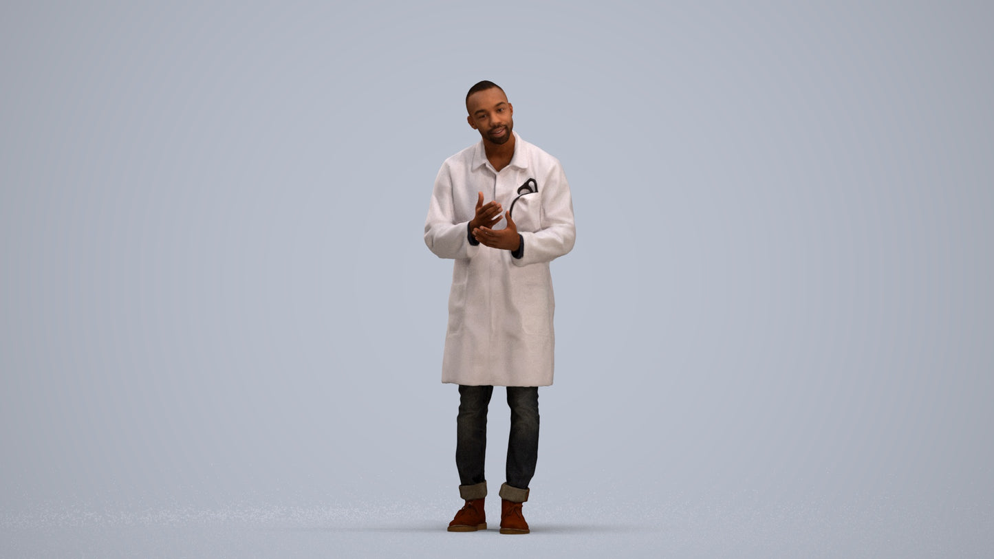 3D scanned man standing, photorealistic archviz people for Enscape and SketchUp, standing pose render