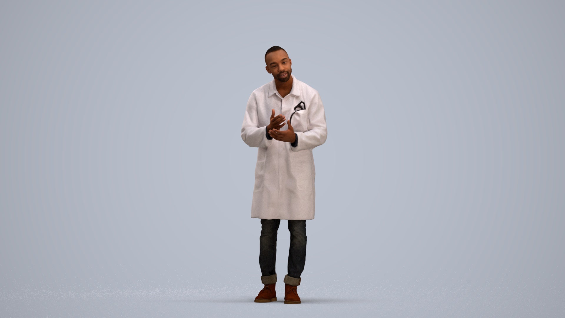 3D scanned man standing, photorealistic archviz people for Enscape and SketchUp, standing pose render