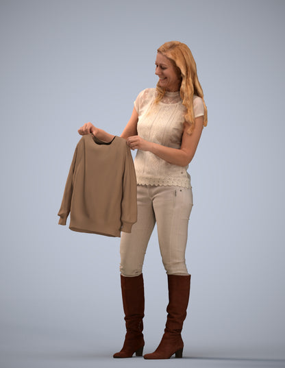 3D people model woman casual standing, scanned human for 3ds Max rendering