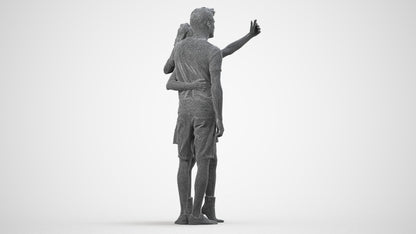 3D scanned woman couple casual, photorealistic archviz people for Enscape and SketchUp, wireframe side view
