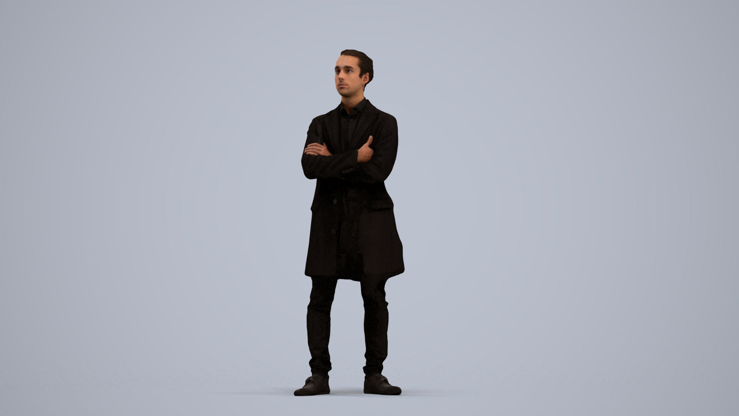 realistic 3D human man casual standing, archviz people FBX OBJ for Blender, standing pose render