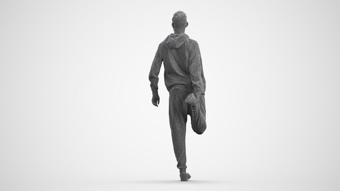 realistic 3D human man sport, archviz people FBX OBJ for Blender, wireframe front view