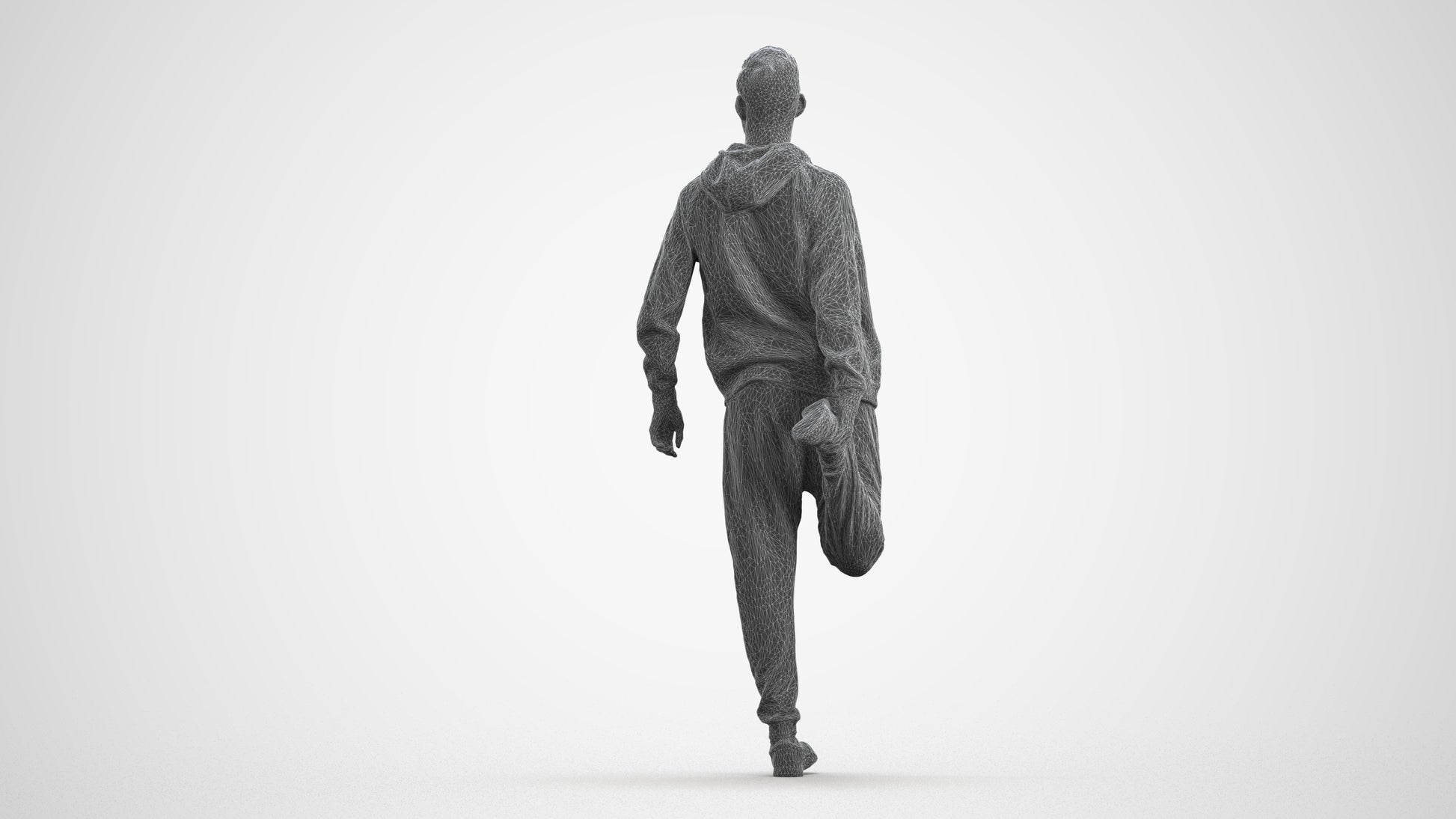realistic 3D human man sport, archviz people FBX OBJ for Blender, wireframe front view