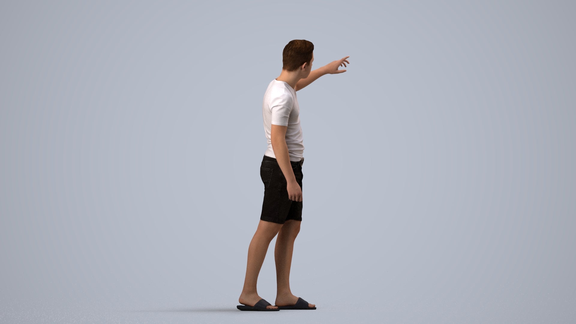 3D scanned boy kids casual, photorealistic archviz people for Enscape and SketchUp, side view render