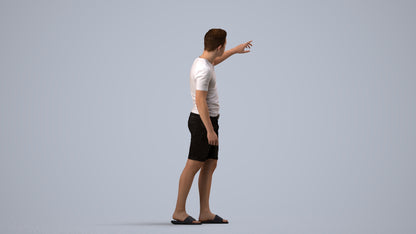 3D scanned boy kids casual, photorealistic archviz people for Enscape and SketchUp, side view render