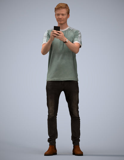scanned 3D man casual standing, photogrammetry people for Enscape and V-Ray