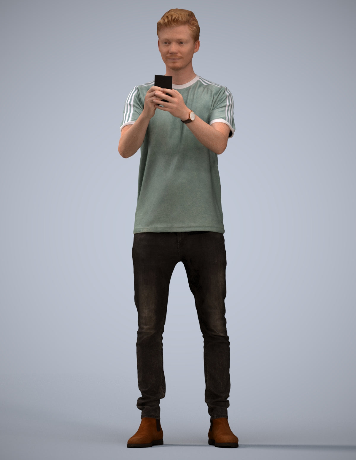 scanned 3D man casual standing, photogrammetry people for Enscape and V-Ray
