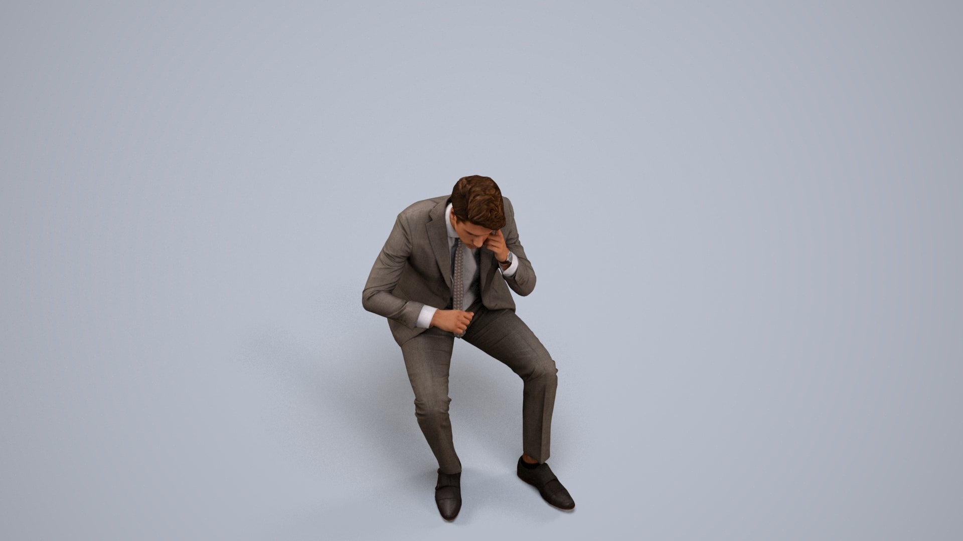 scanned 3D man business, photogrammetry people for Enscape and V-Ray, back view render