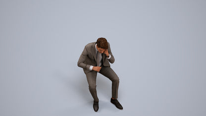 scanned 3D man business, photogrammetry people for Enscape and V-Ray, back view render