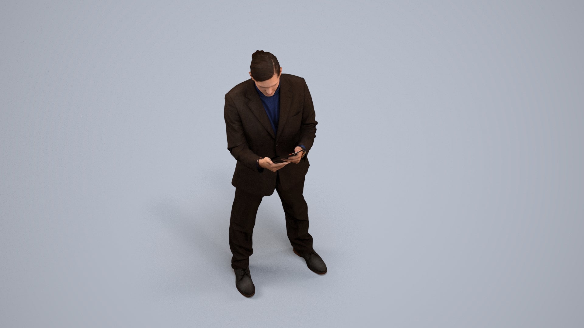 realistic 3D man business, scanned archviz people for Blender and 3ds Max, back view render