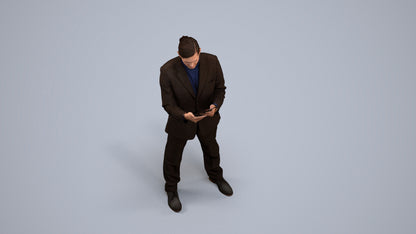 realistic 3D man business, scanned archviz people for Blender and 3ds Max, back view render