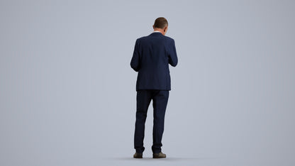 scanned 3D senior man business, photogrammetry people for Enscape and V-Ray, front view render