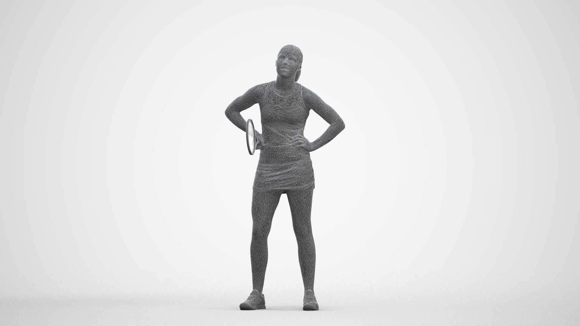 realistic 3D girl sport, scanned archviz people for Blender and 3ds Max, three-quarter front view render